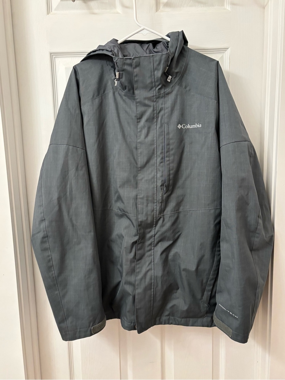 Columbia Men's Gray Waterproof Hooded Interlock Jacket Windbreaker size XL